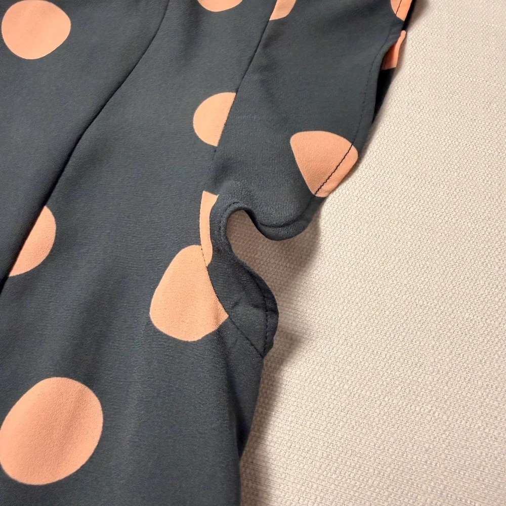 LOFT Black Dress with Pink Polka Dots and Ruffle Hem - Picture 5 of 9